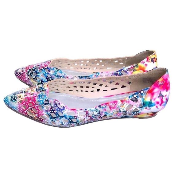 IT’S OK Gorgeous Lattice Floral and Rhinestone Pointy Toe Ballet Flats - Picture 8 of 10